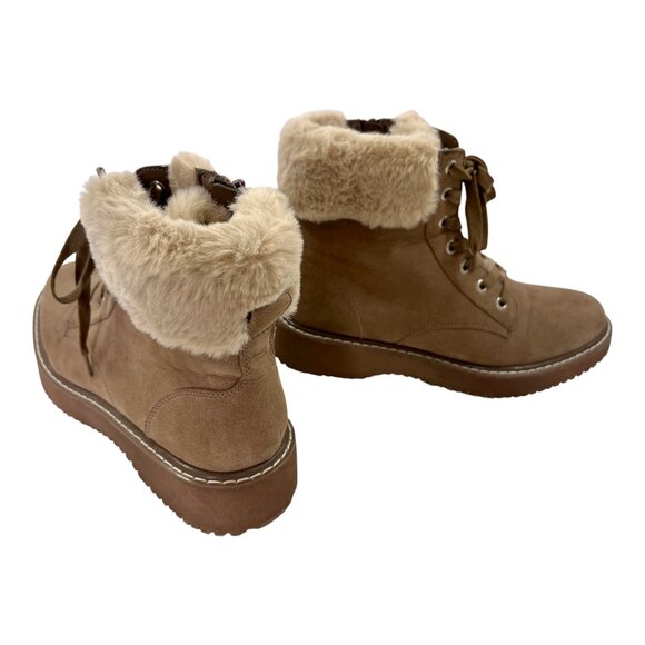 Steve Madden MADDEN GIRL Brown Suede Faux-Fur Lace Up Hiker Booties Sz 9M - Picture 4 of 7
